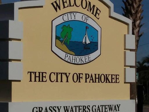 A welcome sign for the city of pahokee