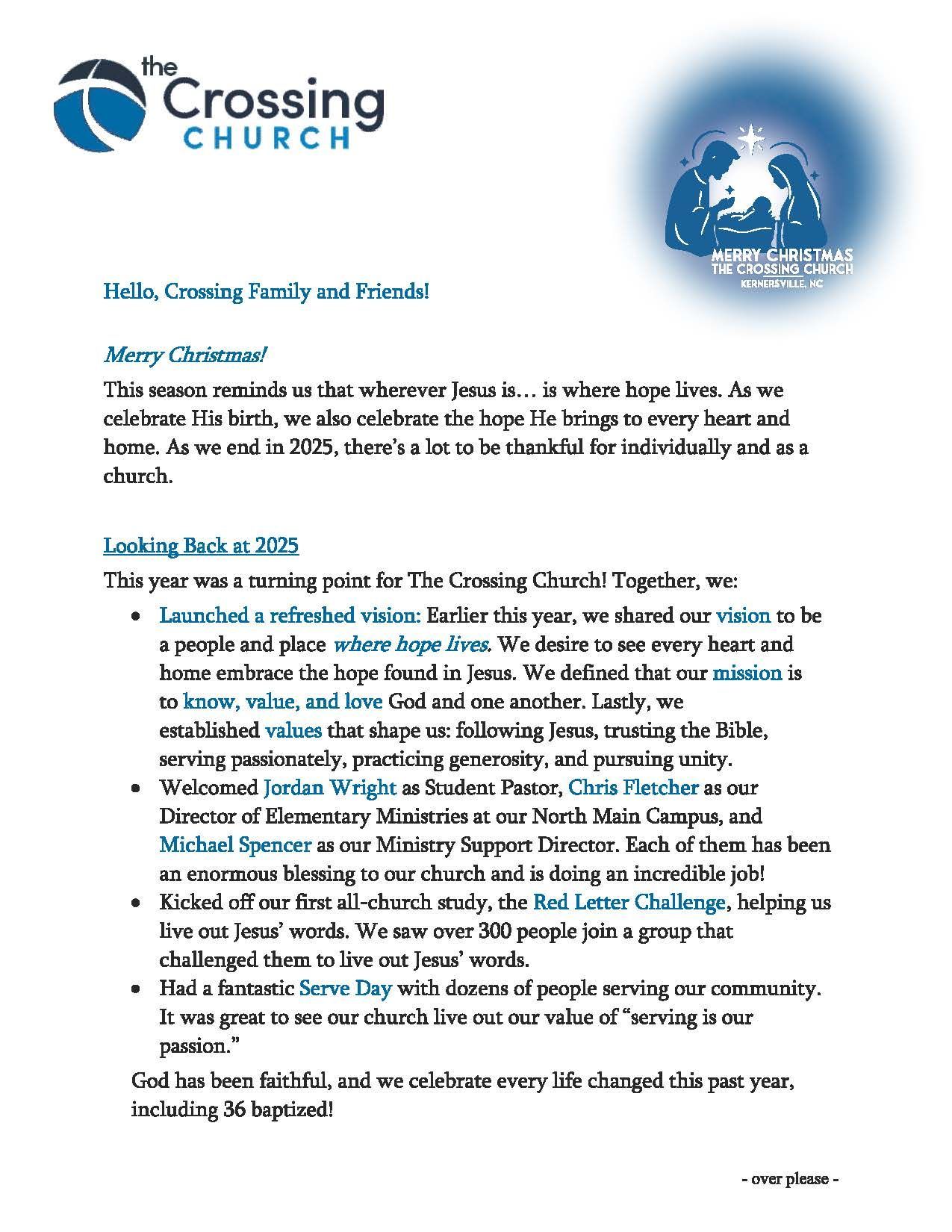 Annual Christmas Letter - Front Page