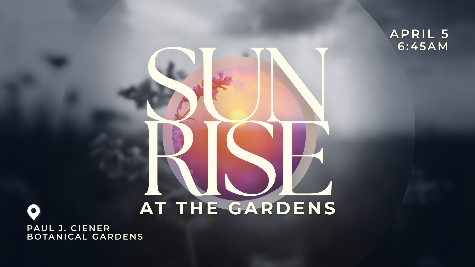 Sun rise at the Paul J. Botanical Gardens. April 5, 2026 at 6:45am