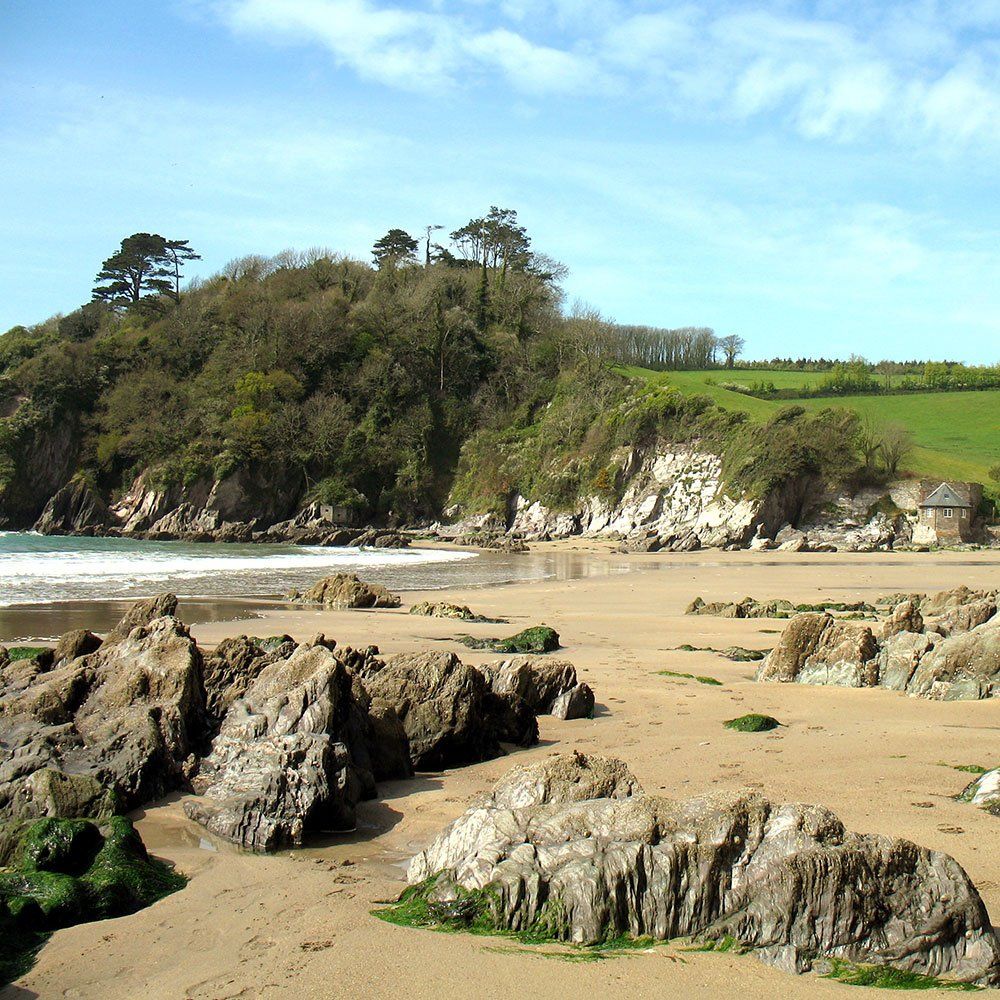 Sunny Day at Mothecombe Beach near Pennymoor Camping and Caravan Site