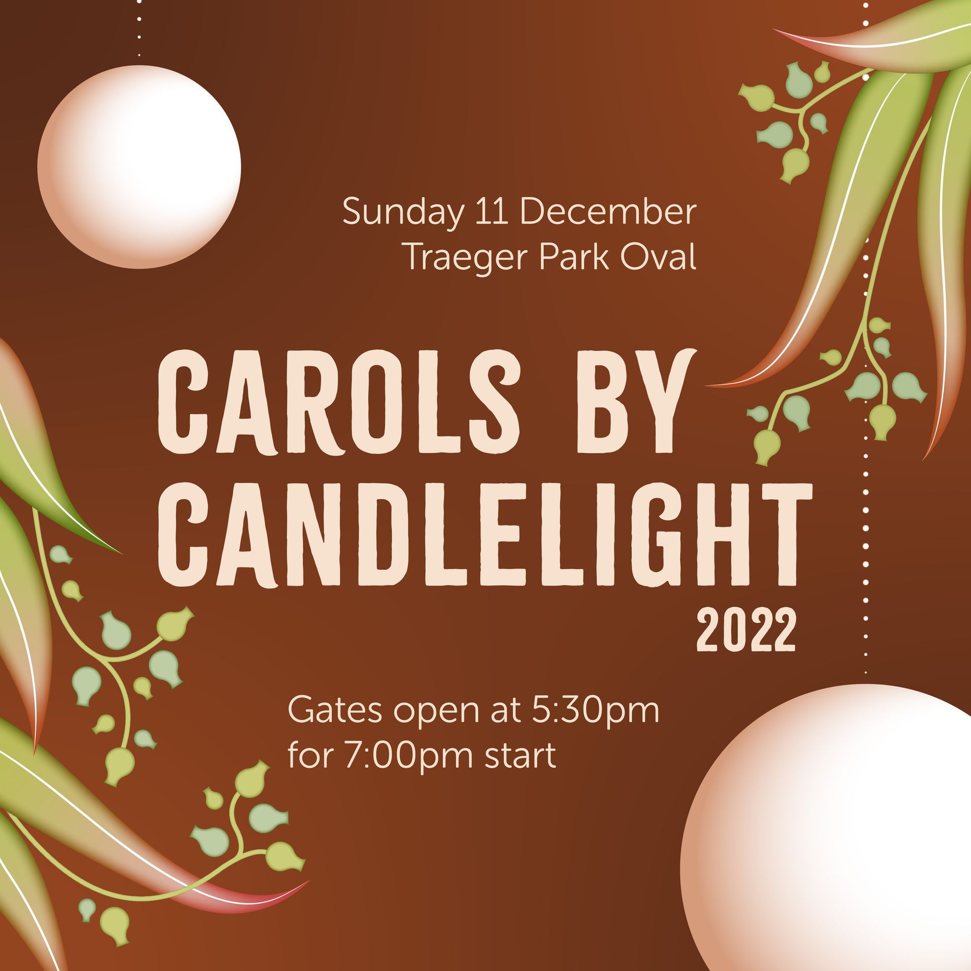 A poster for carols by candlelight in december 2022