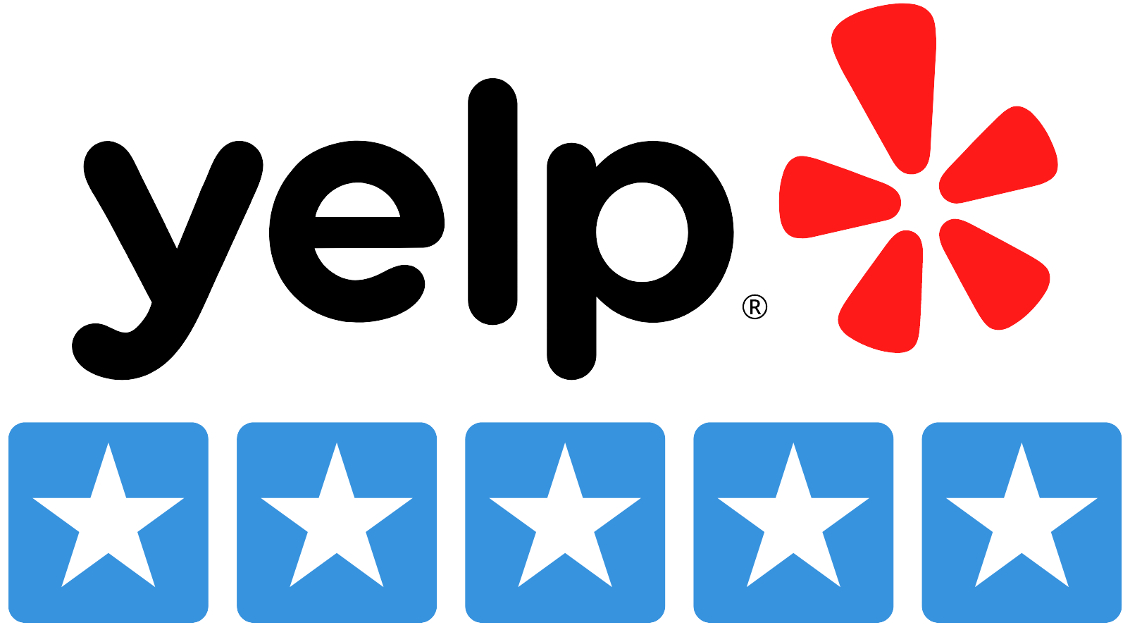 A yelp logo with four stars on it