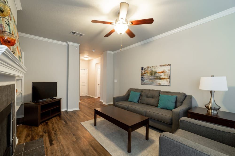 Living room at Marquis at Bellaire Ranch in Fort Worth, TX.