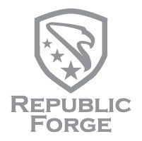 Republic Forge logo: shield with eagle and stars above text 
