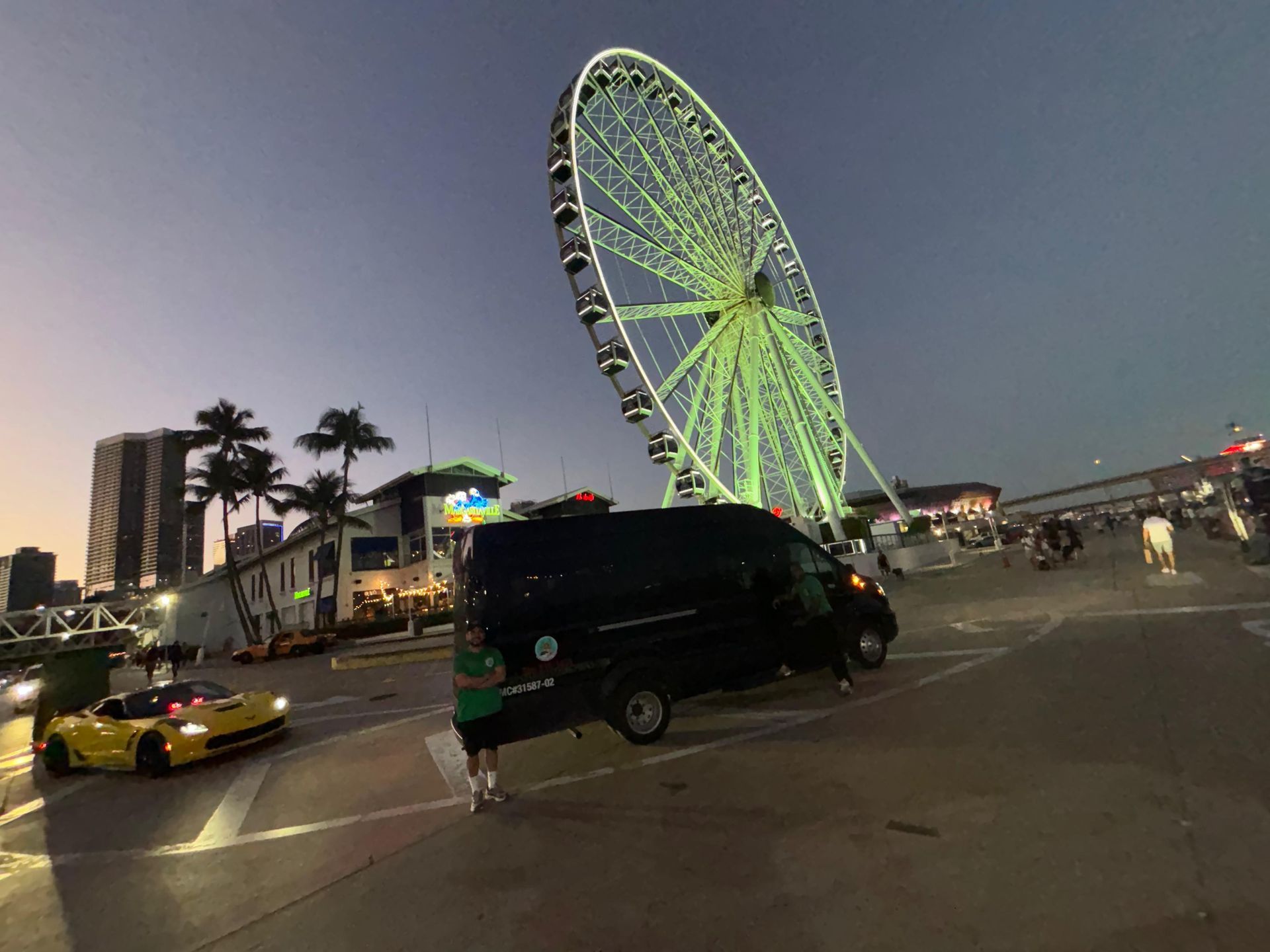 Miami Night Tour Bus parked in Bayside Marketplace 