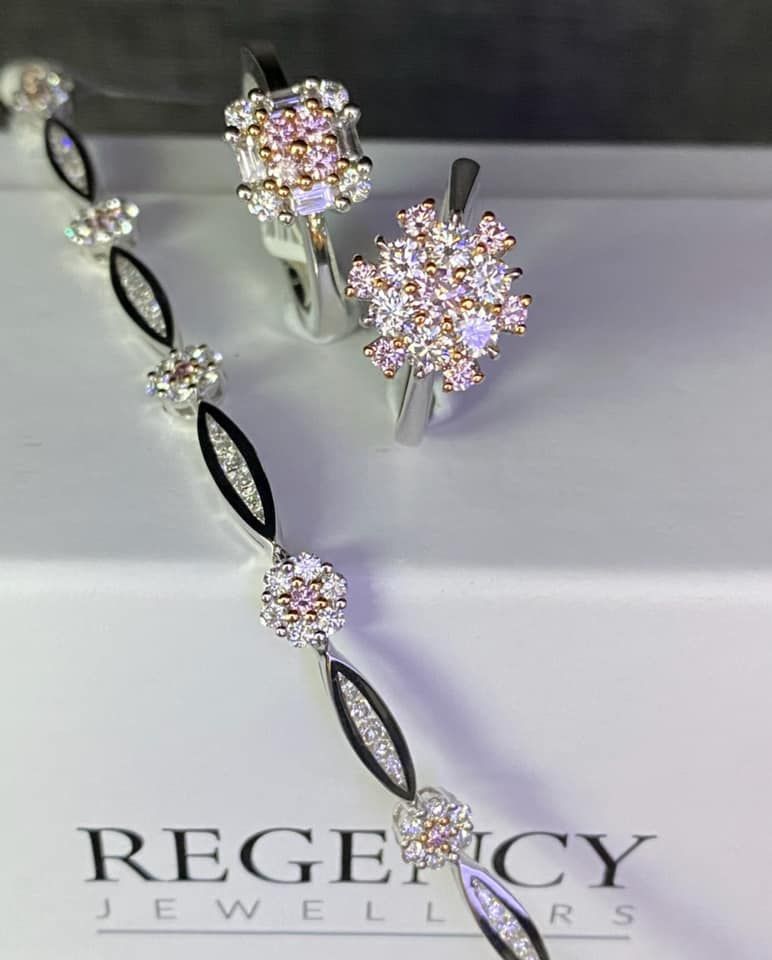 Bracelet and Earrings With Pink Gemstones — Regency Jewellers in Cairns City, QLD