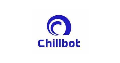 Blue Chillbot logo with a stylized circular icon above the word “chillbot”