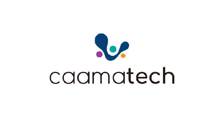 Caattech logo with abstract blue, teal, and magenta symbol above black text on a white background