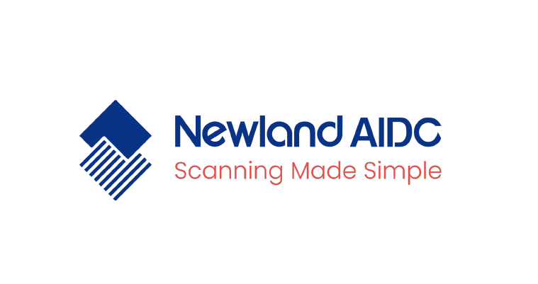 Newland AIDC logo with blue icon and text, slogan “Scanning Made Simple” in pink