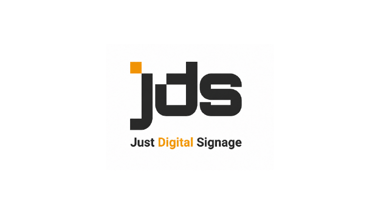 JDS logo in black and orange with the words “Just Digital Signage” beneath it
