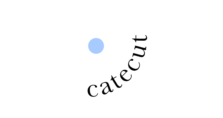 Blue dot above the slanted word 