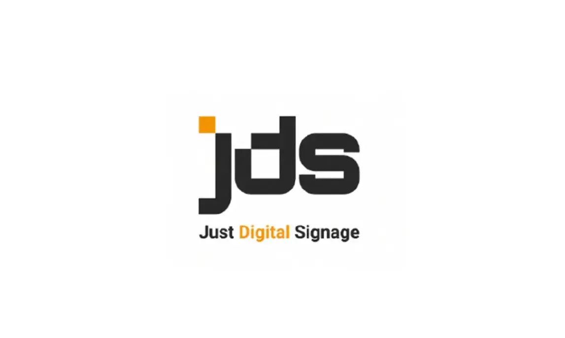 JDS logo in black and orange with the tagline “Just Digital Signage” underneath