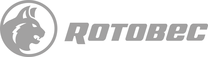 Rotobec's logo. The logo features a symbol of a wolf and Rotobec written in slanted bold writing next to it.