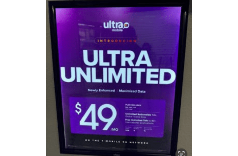 A sign that says ultra unlimited on it