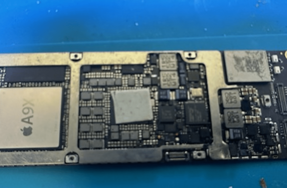 A close up of a motherboard for an apple iphone