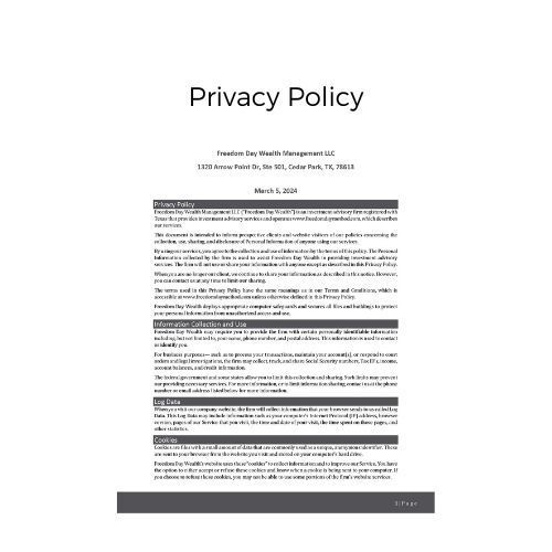 A page of a privacy policy on a white background.
