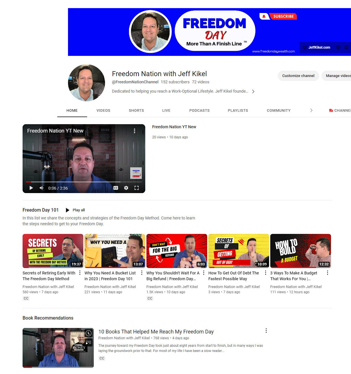 A screenshot of a youtube channel called freedom day
