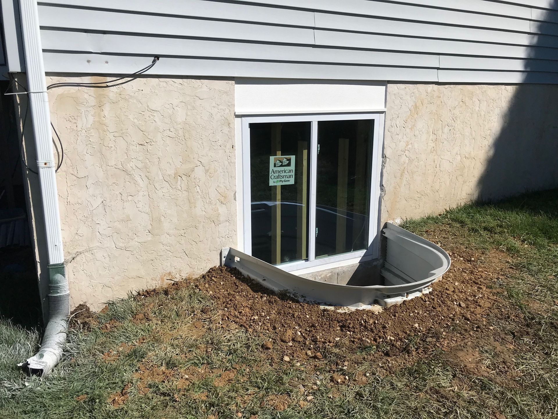 A building under construction with a window missing
