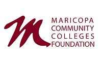 The maricopa community colleges foundation logo is red and white.