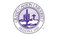 The logo for grand canyon university in arizona with a cactus and a cross.