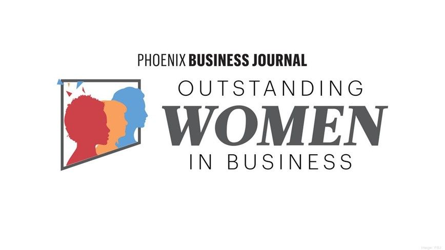The logo for the phoenix business journal outstanding women in business.