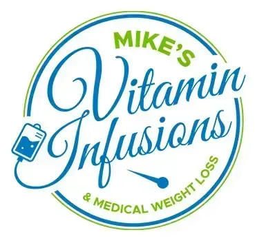 Logo for Mike's Vitamin Infusions. Features a blue, cursive