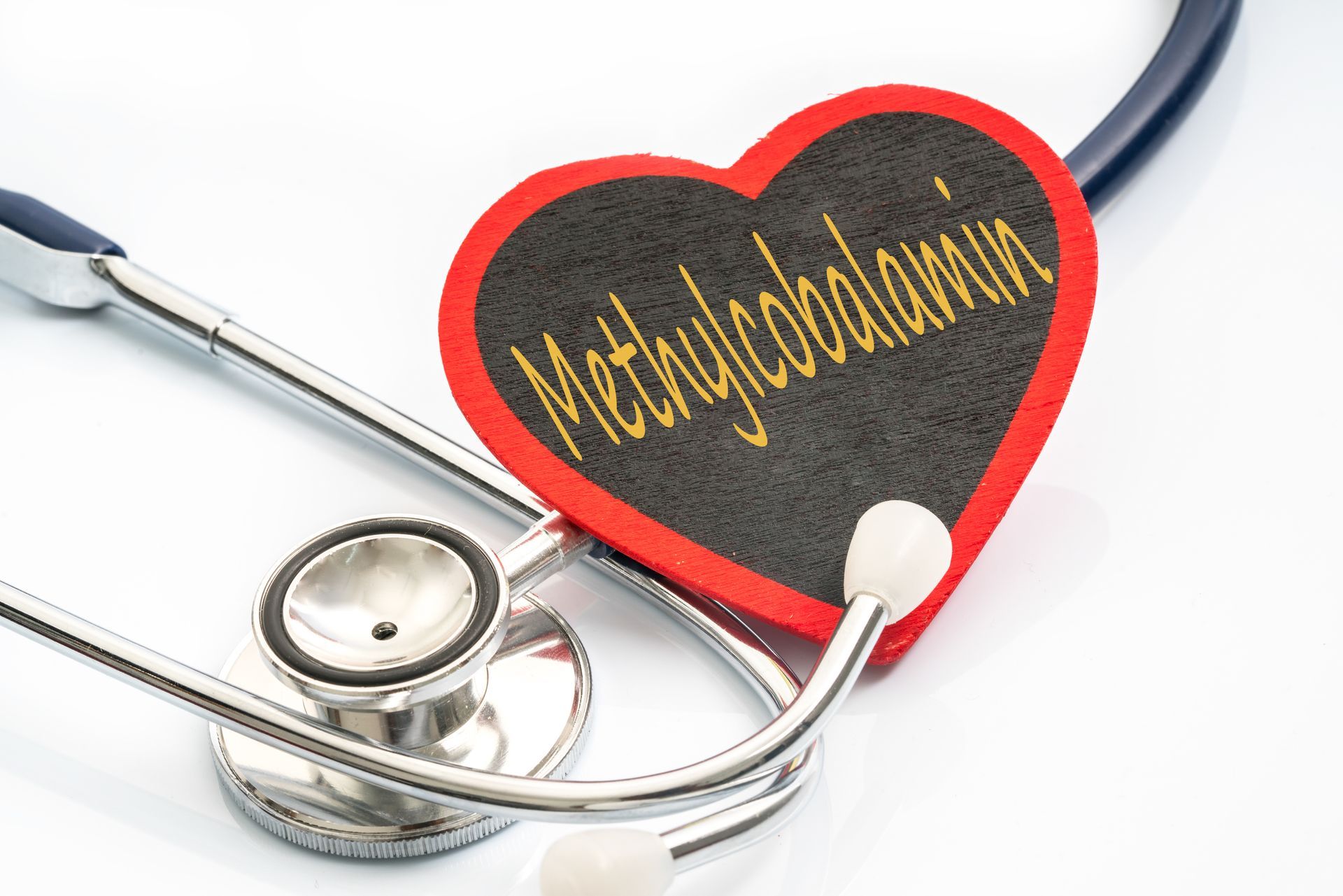 A heart with the word methylcobalamin on it next to a stethoscope