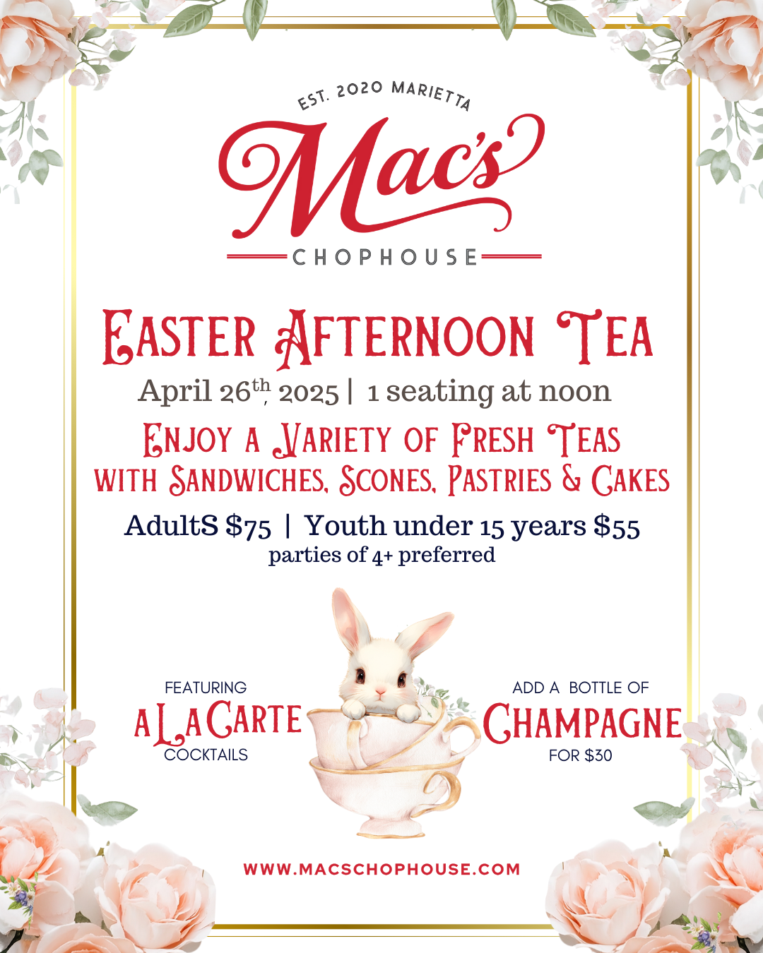 High Tea at Mac’s Chophouse – September 20