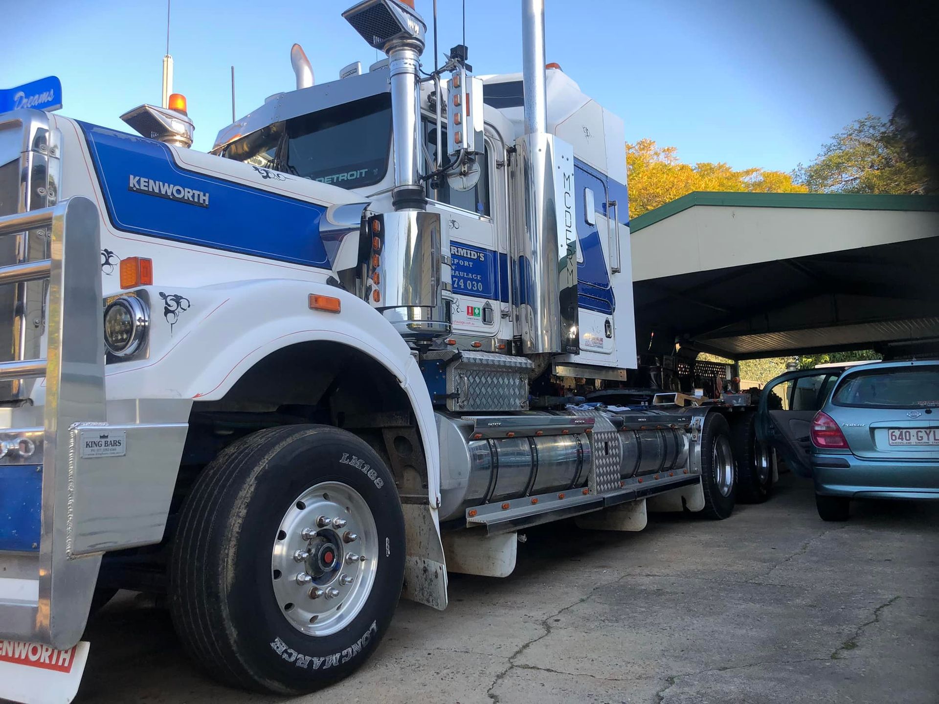 White and Blue Semi-truck Parked Outside — Supertilt Brisbane In Ormeau, QLD