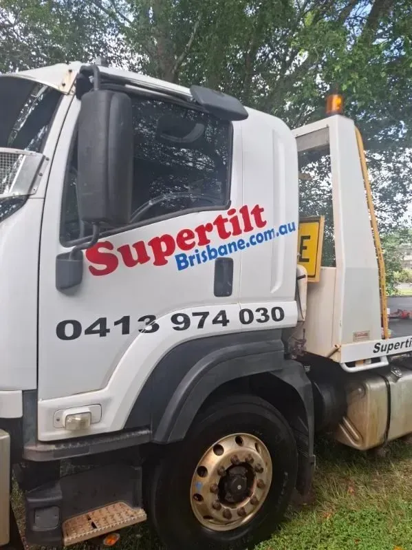 White tow truck with 