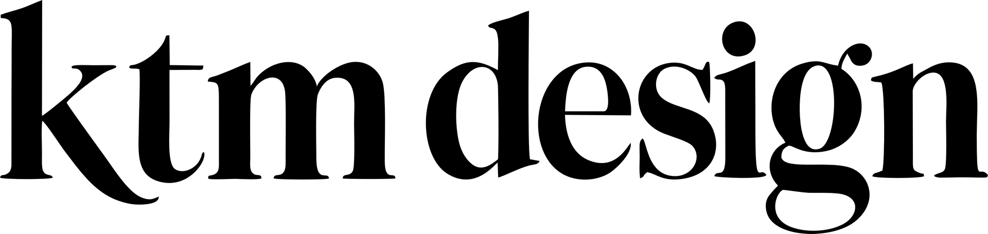 A black and white logo for ktm design on a white background.