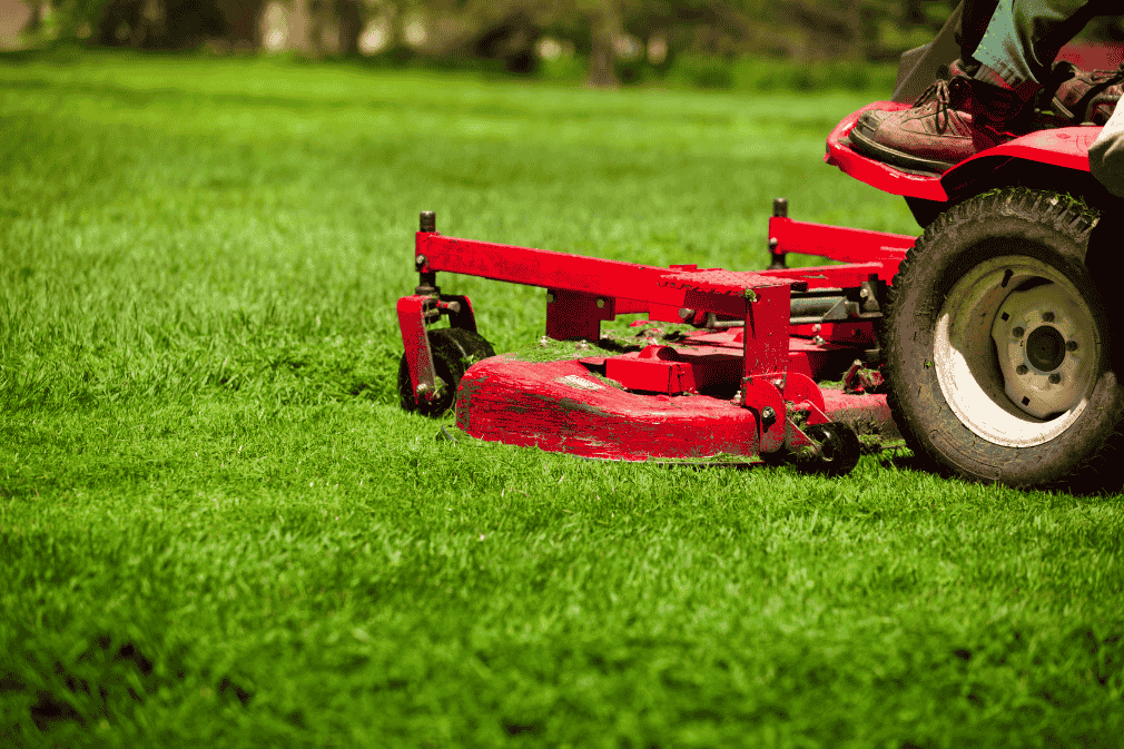 Zero turn mower mowing a lawn
