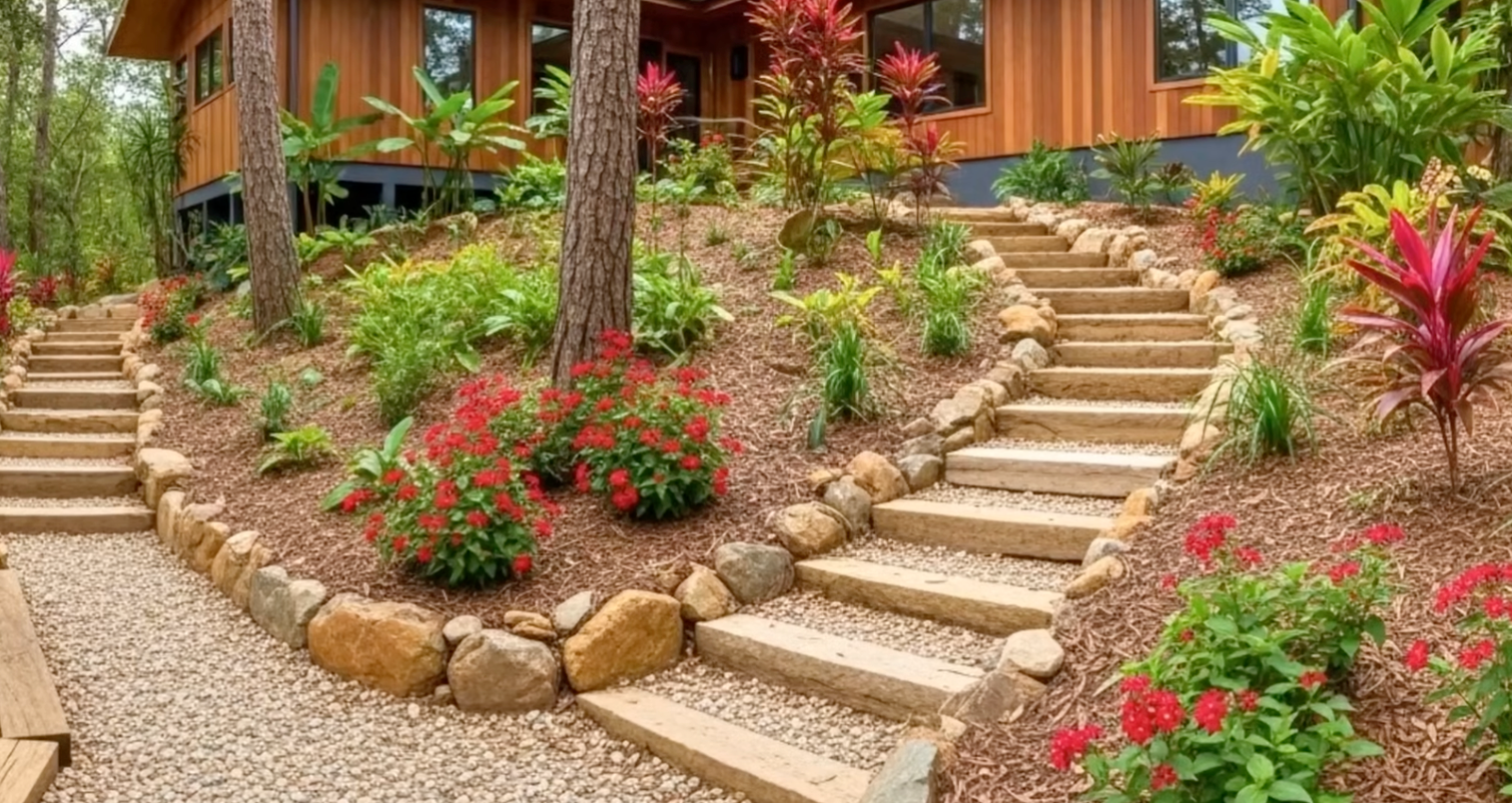 how to landscape a sloped backyard