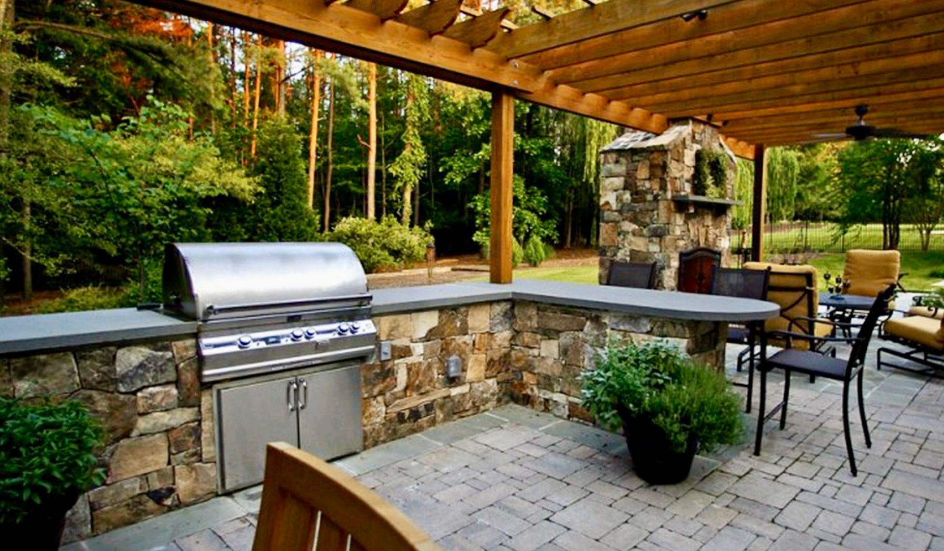 outdoor kitchen and patio