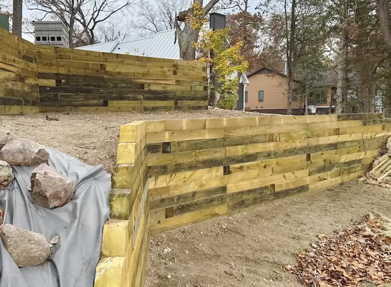 wood retaining wall