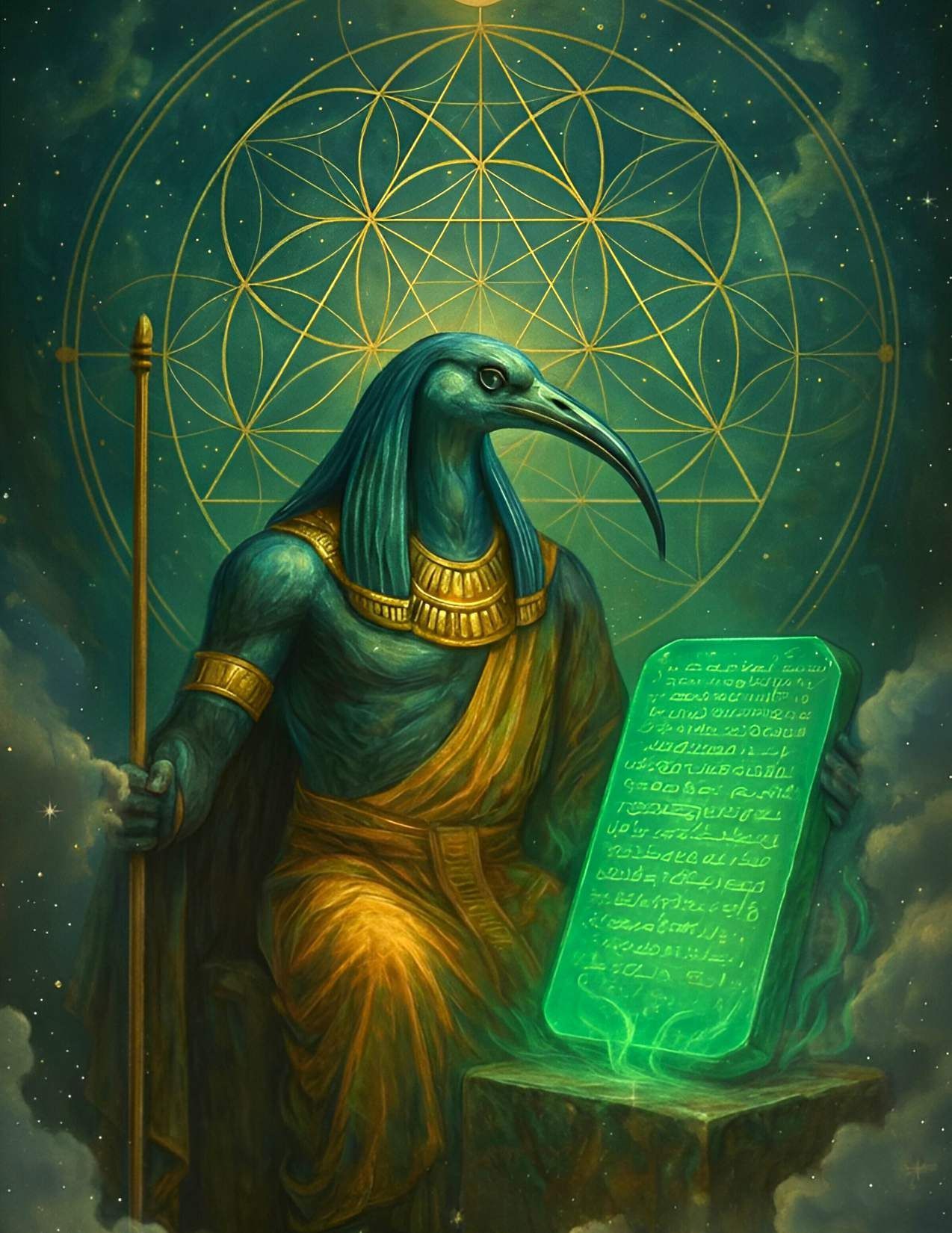 Ethical Leadership: Principles for a Conscious Future e-book cover featuring Thoth holding the Emerald Tablet