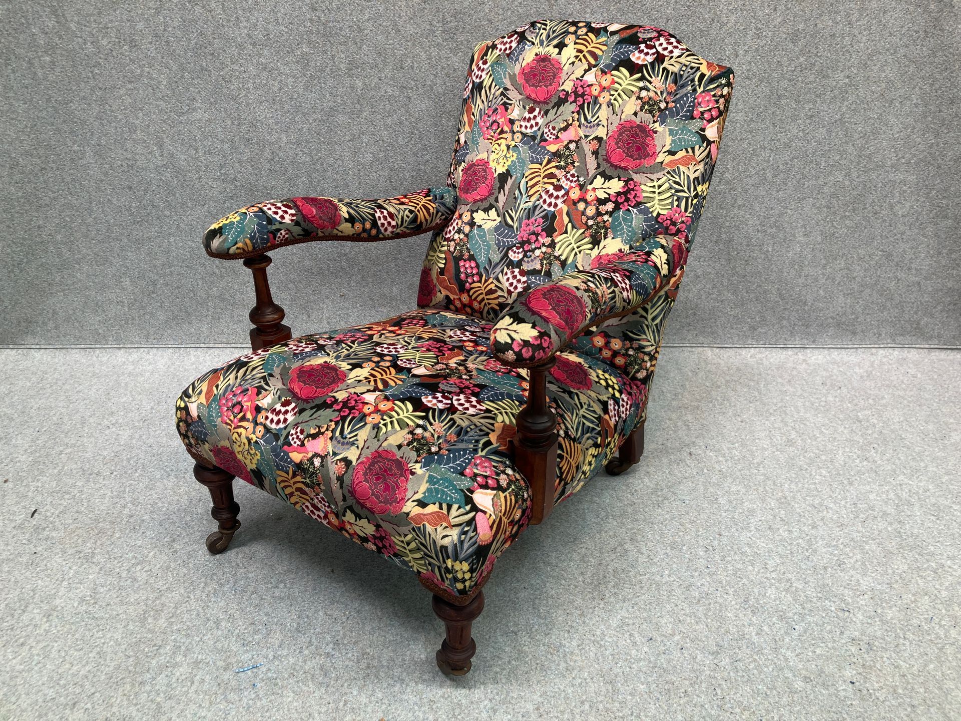 Antique grandfather chair restored with Warwick Picton Rosehip