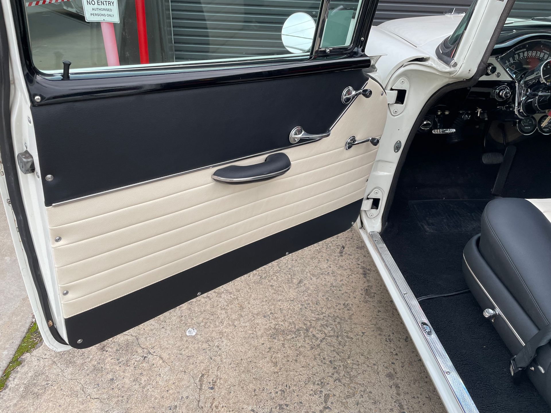 1956 Chev black and beige custom door trim