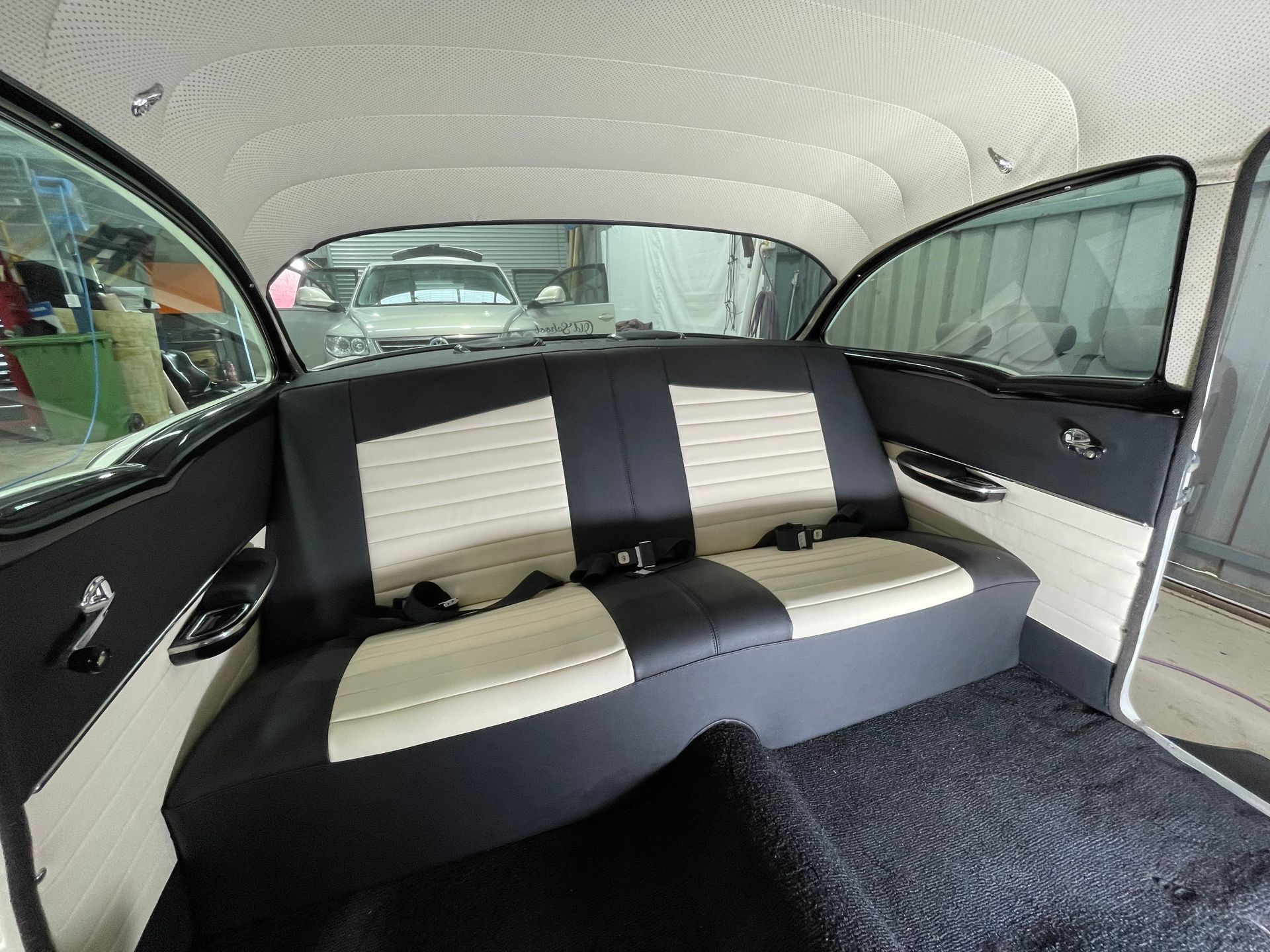 1956 Chev black and beige custom interior