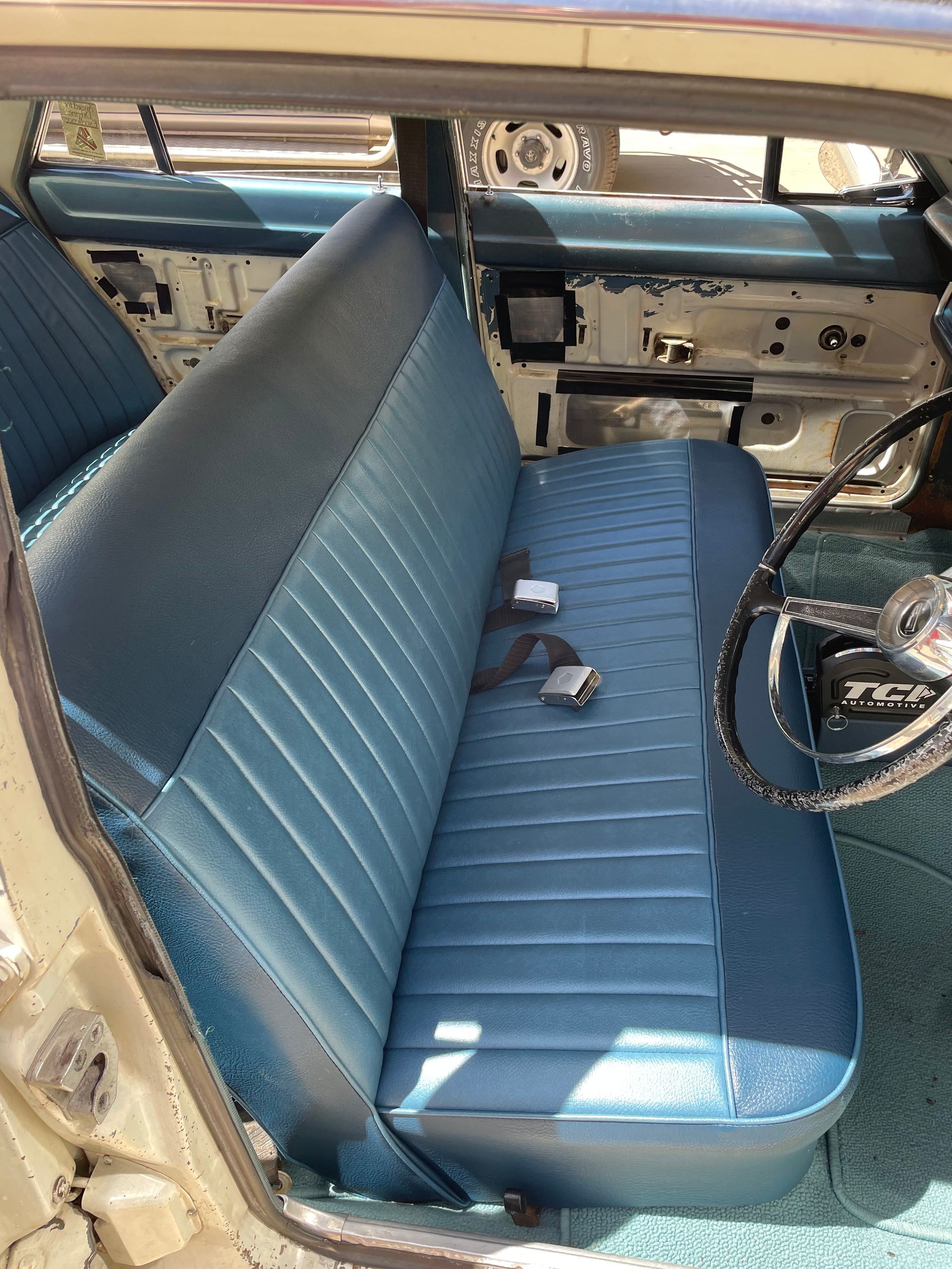 1968 VE Valiant restored Metallic finish two tones blue vinyl front bench seat