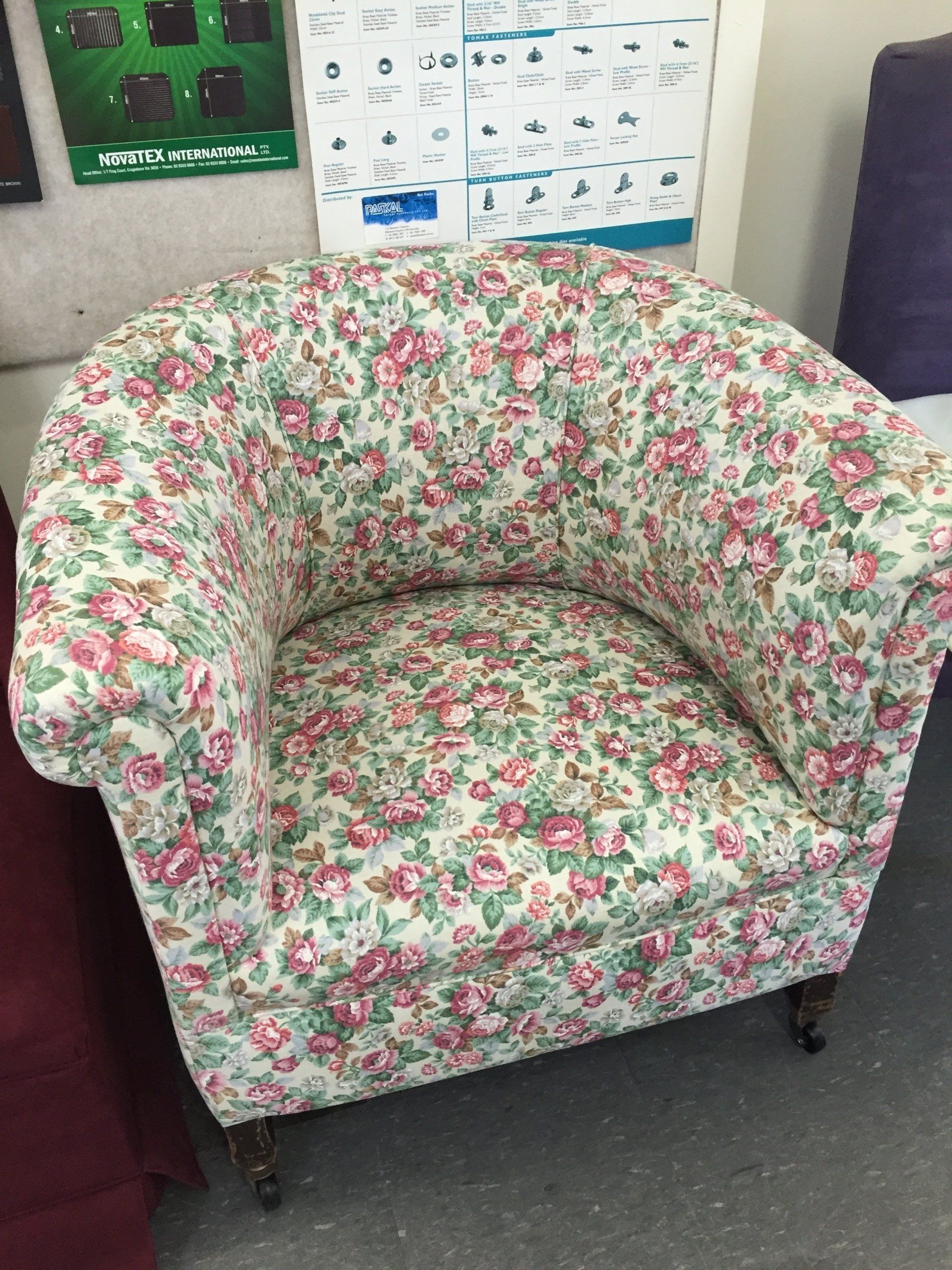 Antique floral tub chair