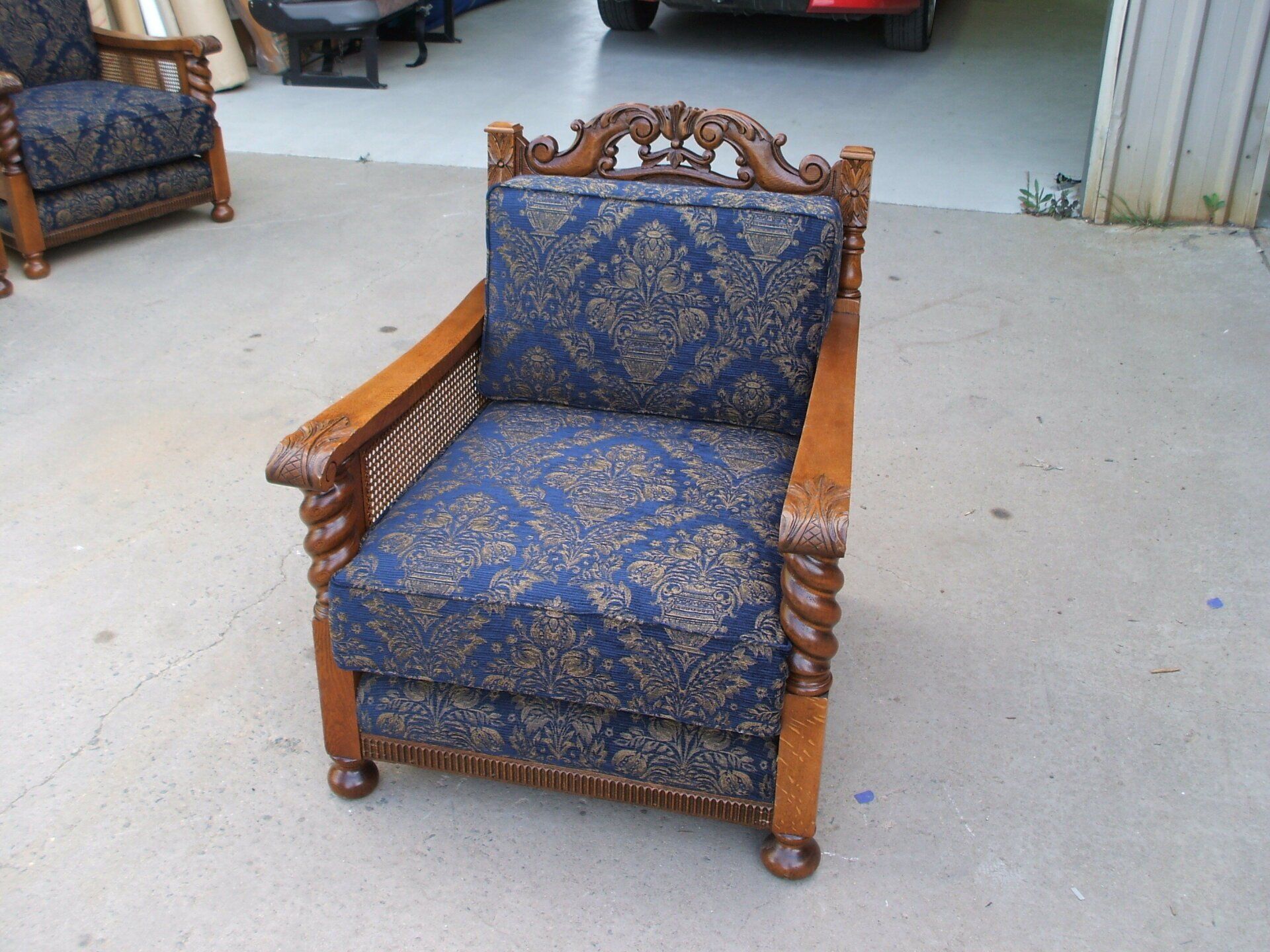Antique Lounge Chair with Timber Arms