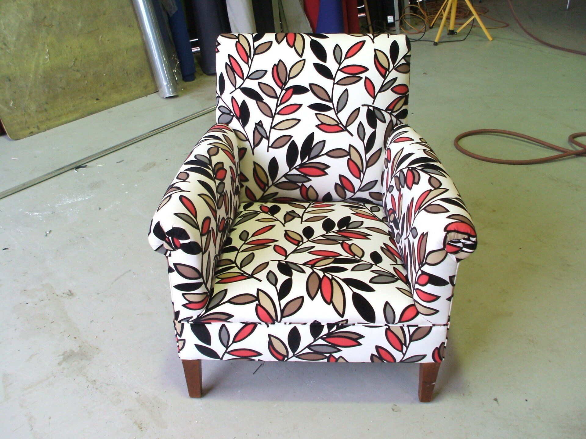Antique Reading Chair with Floral Fabric