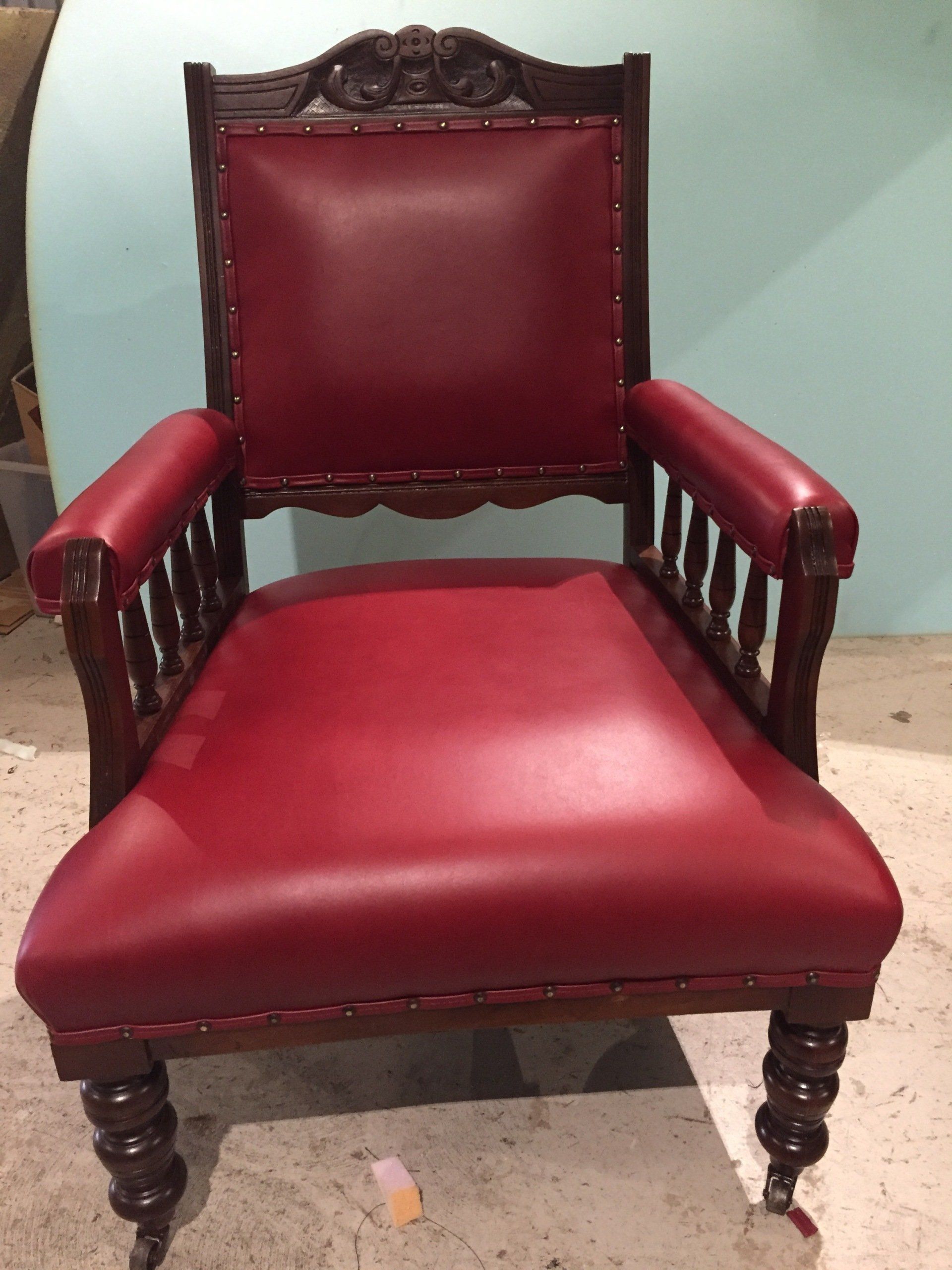 Antique red leather chair