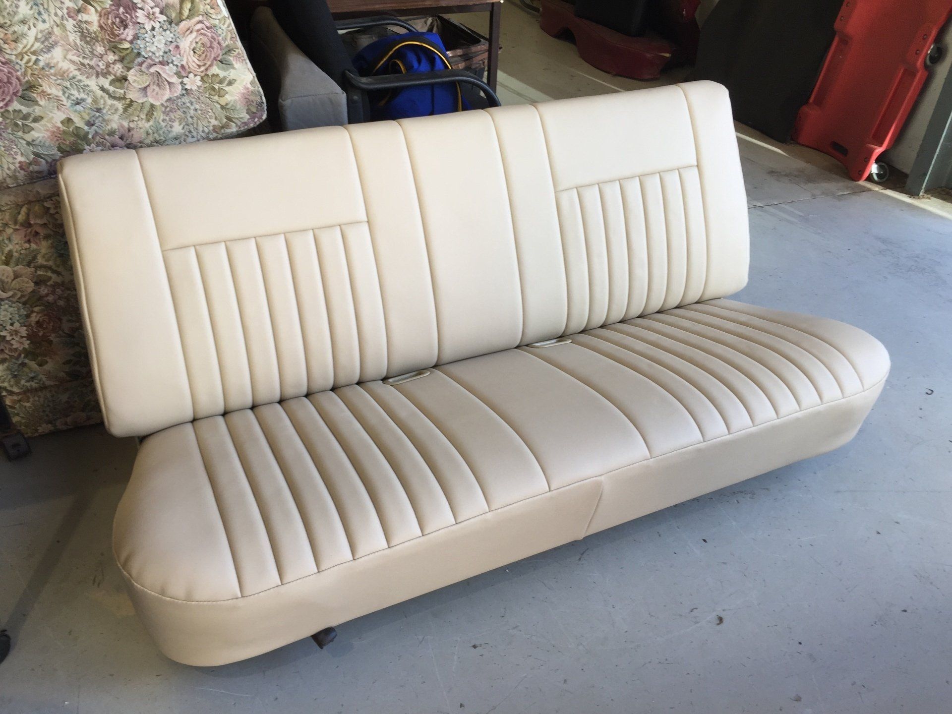 Beige bench seat