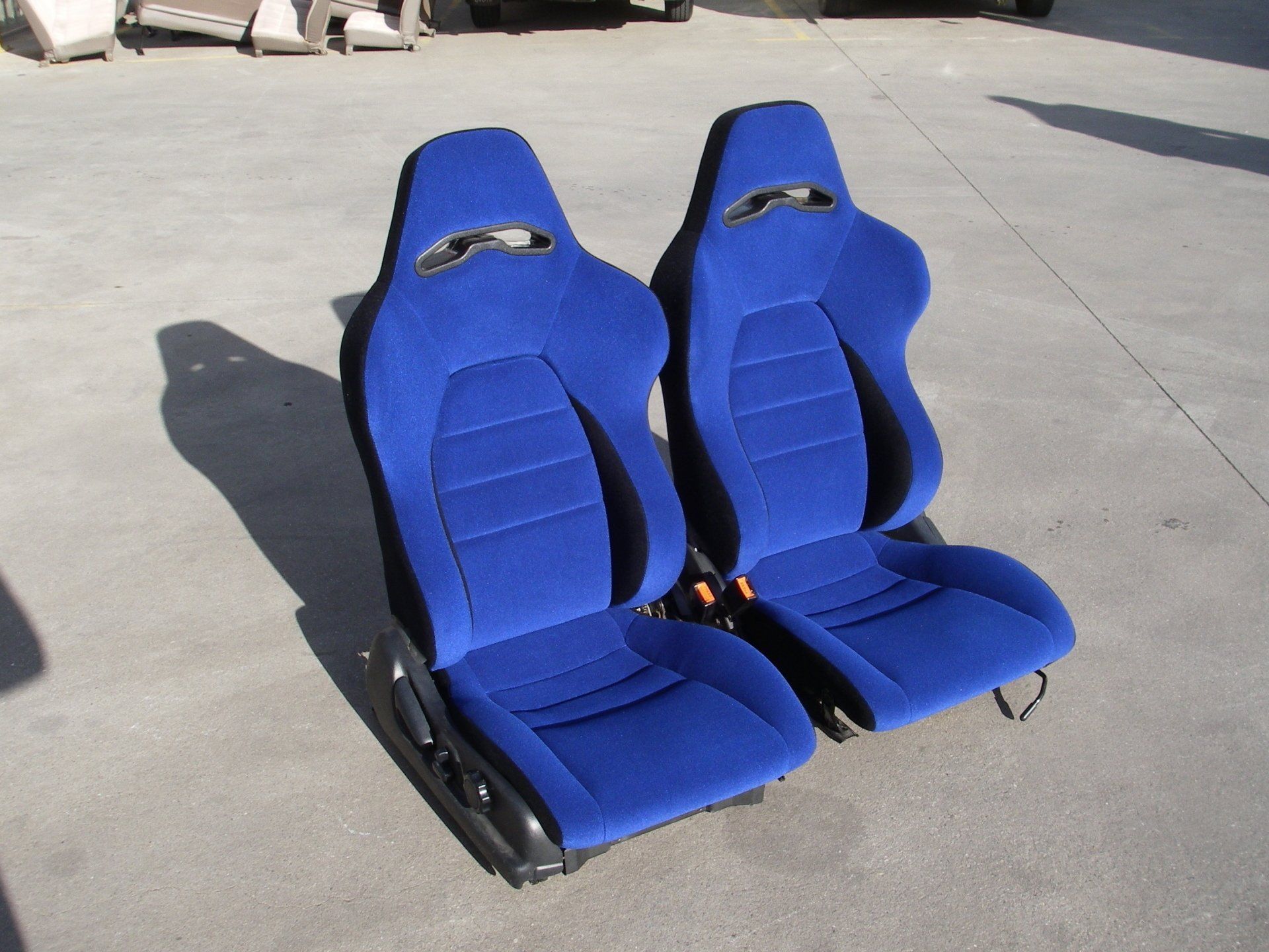 Black and Blue Velour Race Seats