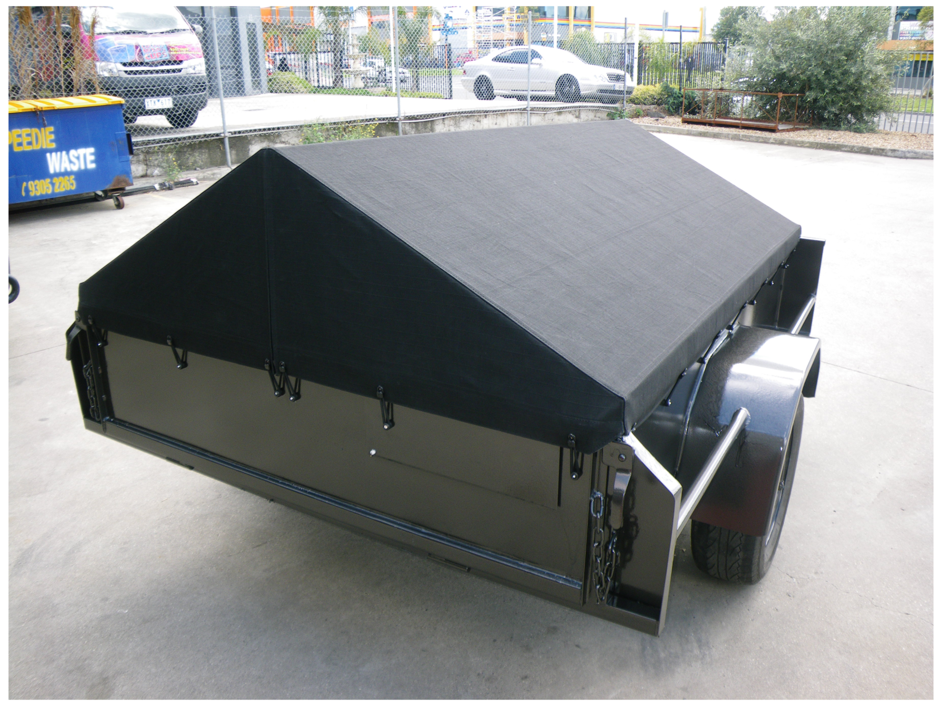 Black canvas A frame cover for trailer