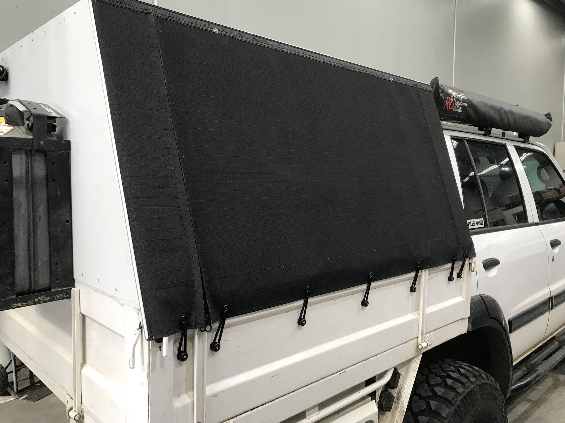 Canvas rope track sides on ute canopy