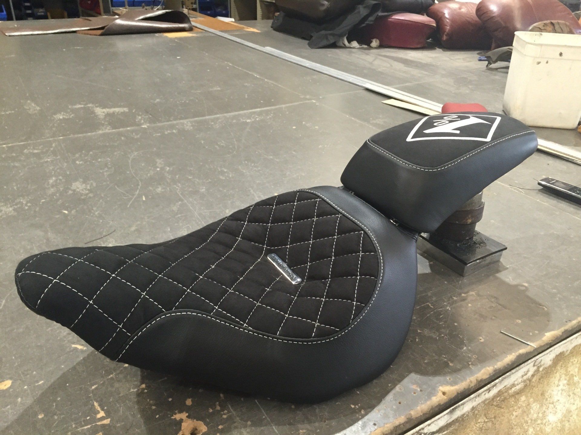 Cross Stitch Leather and Suede Harley Seat