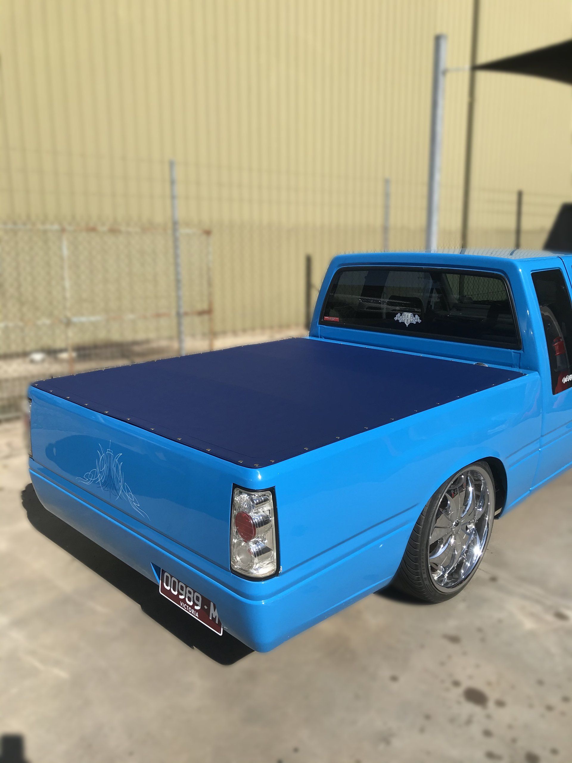 Custom blue press stud ute tonneau